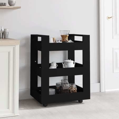 vidaXL Carrito de cocina madera contrachapada negro 60x45x80 cm