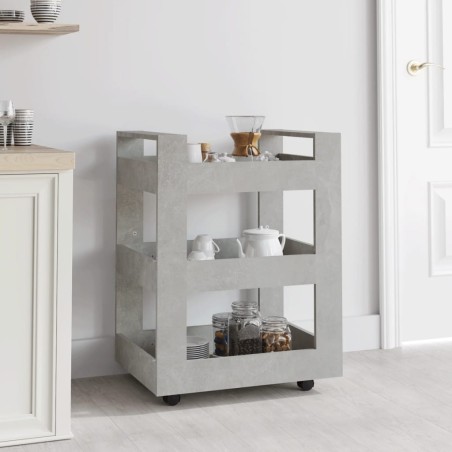 vidaXL Carrito de cocina madera contrachapada gris hormigón 60x45x80cm