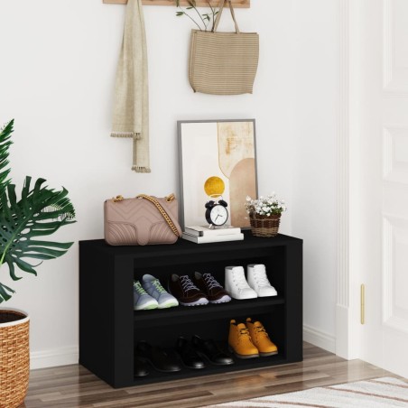 vidaXL Mueble zapatero de madera contrachapada negro 75x35x45 cm