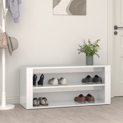 vidaXL Mueble zapatero madera contrachapada blanco brillo 100x35x45 cm