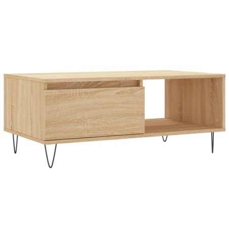 vidaXL Mesa de centro madera contrachapada roble Sonoma 90x50x36,5 cm