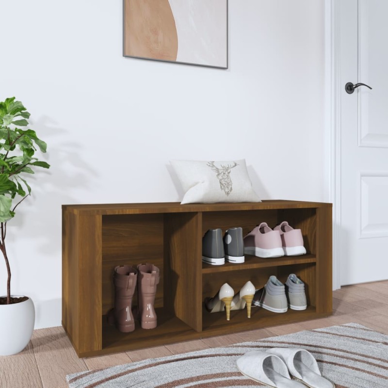 vidaXL Mueble zapatero madera contrachapada marrón roble 100x35x45 cm vidaXL Mueble zapatero madera contrachapada marrón roble 100x35x45 cm