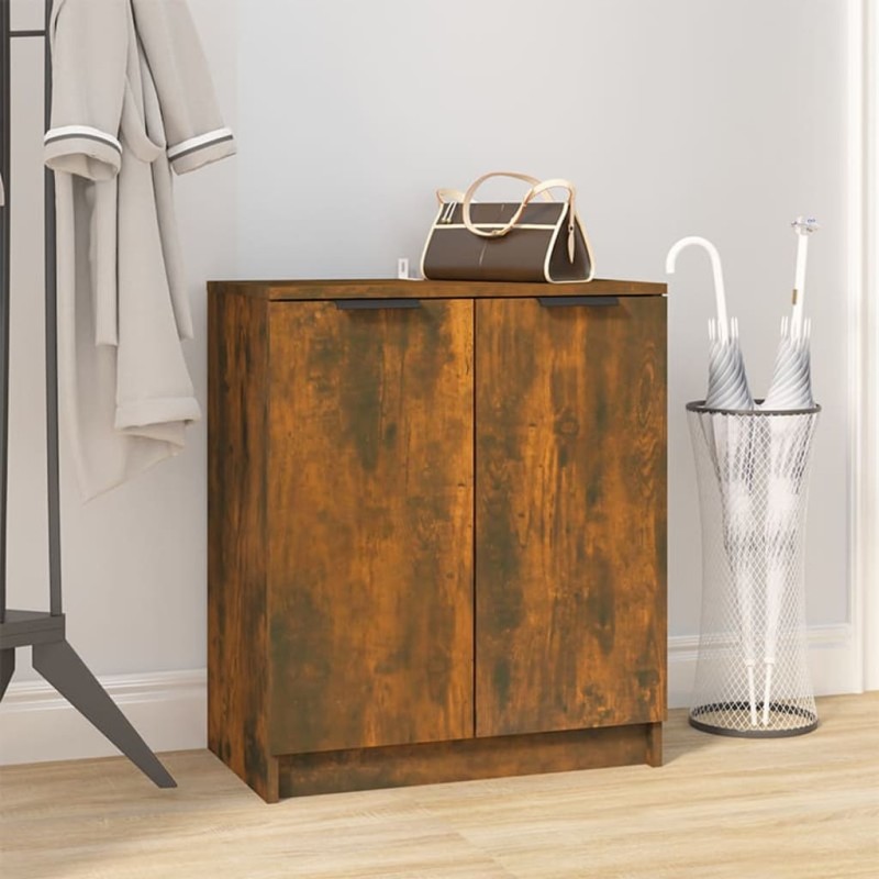 vidaXL Mueble zapatero madera contrachapada roble ahumado 59x35x70 cm vidaXL Mueble zapatero madera contrachapada roble ahumado 59x35x70 cm