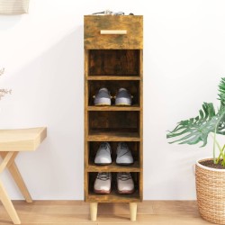 vidaXL Mueble zapatero madera contrachapada roble ahumado 30x35x105 cm