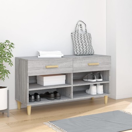 vidaXL Mueble zapatero madera contrachapada gris Sonoma 102x35x55 cm