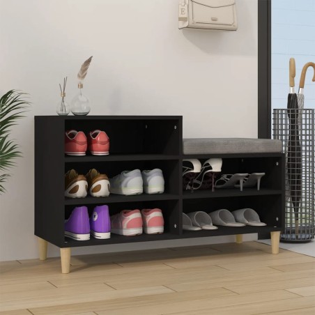 vidaXL Mueble zapatero madera contrachapada negro 102x36x60 cm