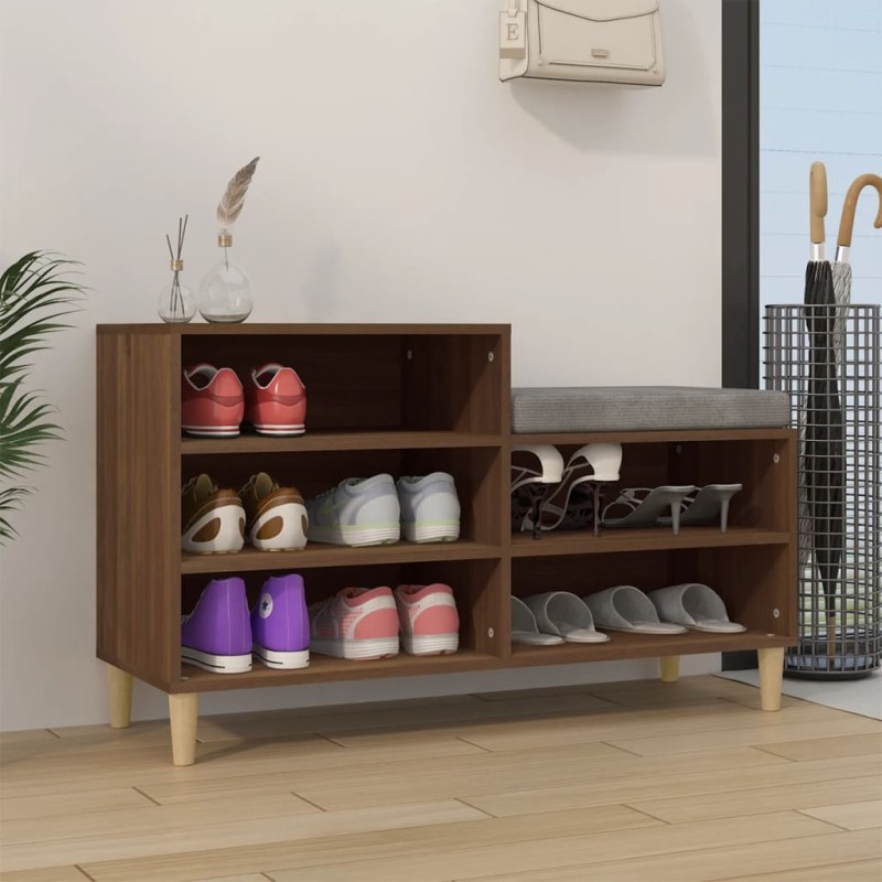 vidaXL Mueble zapatero madera contrachapada roble marrón 102x36x60 cm vidaXL Mueble zapatero madera contrachapada roble marrón 102x36x60 cm