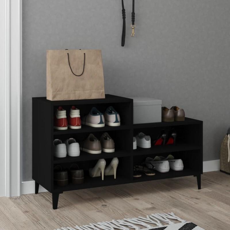 vidaXL Mueble zapatero madera contrachapada negro 102x36x60 cm