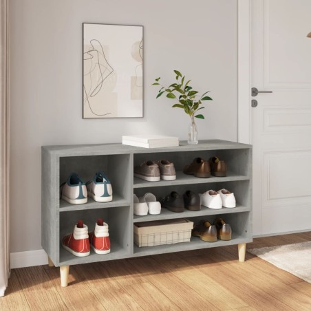 vidaXL Mueble zapatero madera contrachapada gris hormigón 102x36x60 cm