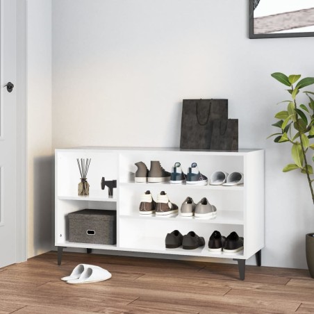 vidaXL Mueble zapatero madera contrachapada blanco brillo 102x36x60 cm