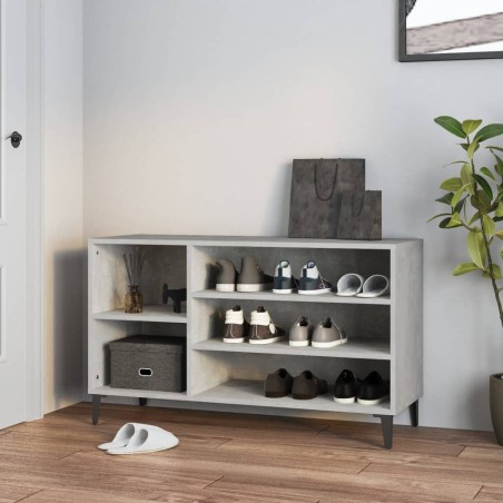 vidaXL Mueble zapatero madera contrachapada gris hormigón 102x36x60 cm