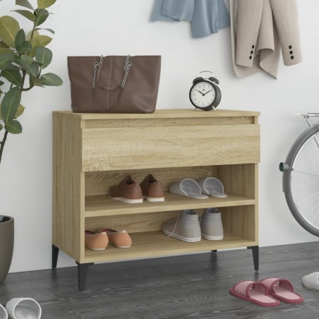 vidaXL Mueble zapatero madera contrachapada roble Sonoma 70x36x60 cm