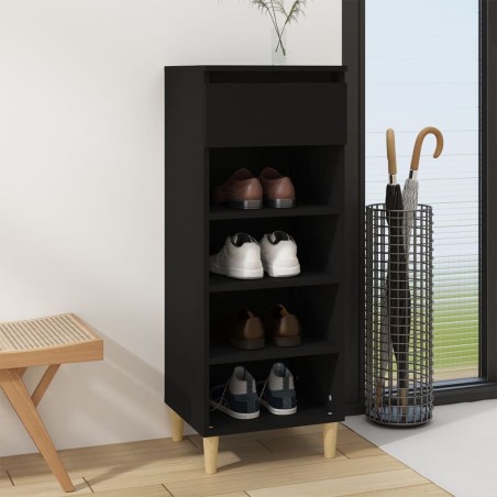 vidaXL Mueble zapatero madera contrachapada negro 40x36x105 cm