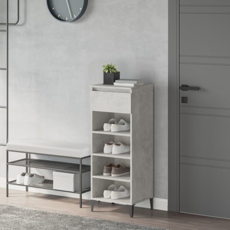 vidaXL Mueble zapatero madera contrachapada gris hormigón 40x36x105 cm
