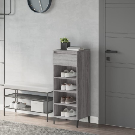 vidaXL Mueble zapatero madera contrachapada gris Sonoma 40x36x105 cm
