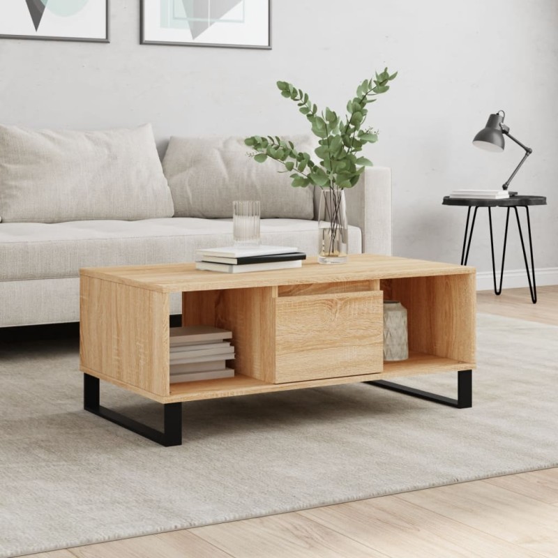 vidaXL Mesa de centro madera contrachapada roble Sonoma 90x50x36,5 cm vidaXL Mesa de centro madera contrachapada roble Sonoma 90x50x36,5 cm