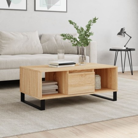 vidaXL Mesa de centro madera contrachapada roble Sonoma 90x50x36,5 cm