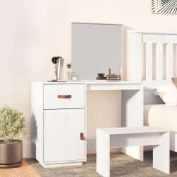 vidaXL Mesa tocador de madera maciza de pino blanca 95x50x134 cm