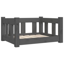 vidaXL Cama para perros madera maciza de pino gris 55,5x45,5x28 cm