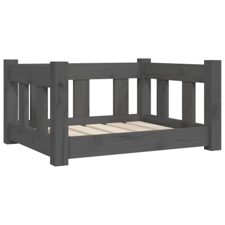 vidaXL Cama para perros madera maciza de pino gris 55,5x45,5x28 cm