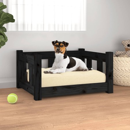 vidaXL Cama para perros madera maciza de pino negro 55,5x45,5x28 cm