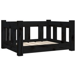 vidaXL Cama para perros madera maciza de pino negro 55,5x45,5x28 cm