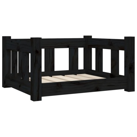 vidaXL Cama para perros madera maciza de pino negro 55,5x45,5x28 cm