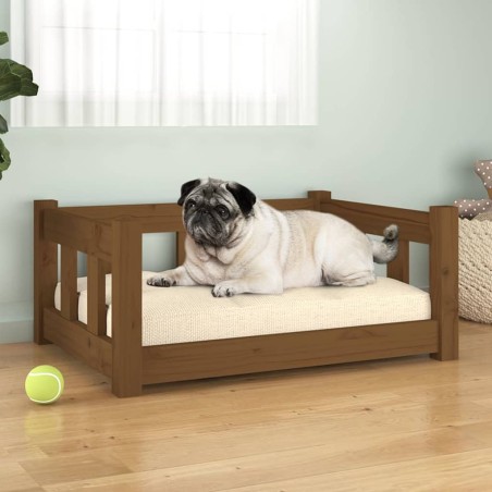 vidaXL Cama para perros madera maciza marrón miel 65,5x50,5x28 cm