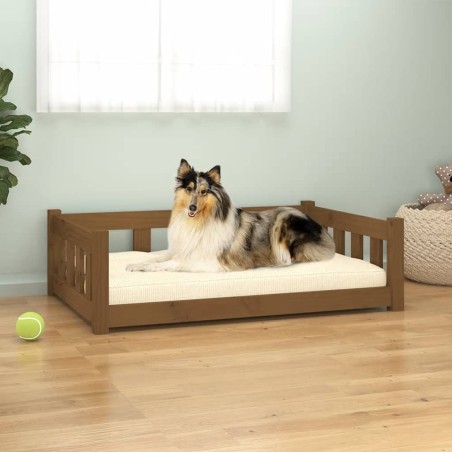vidaXL Cama para perros madera maciza pino marrón miel 95,5x65,5x28 cm