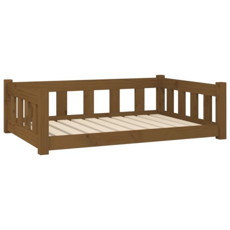 vidaXL Cama para perros madera maciza pino marrón miel 95,5x65,5x28 cm