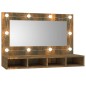 vidaXL Mueble con espejo y LED color roble ahumado 90x31,5x62 cm vidaXL Mueble con espejo y LED color roble ahumado 90x31,5x62 cm