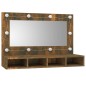 vidaXL Mueble con espejo y LED color roble ahumado 90x31,5x62 cm vidaXL Mueble con espejo y LED color roble ahumado 90x31,5x62 cm