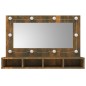 vidaXL Mueble con espejo y LED color roble ahumado 90x31,5x62 cm vidaXL Mueble con espejo y LED color roble ahumado 90x31,5x62 cm