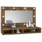 vidaXL Mueble con espejo y LED color roble ahumado 90x31,5x62 cm vidaXL Mueble con espejo y LED color roble ahumado 90x31,5x62 cm