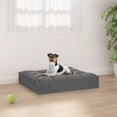 vidaXL Cama para perros madera maciza de pino gris 51,5x44x9 cm