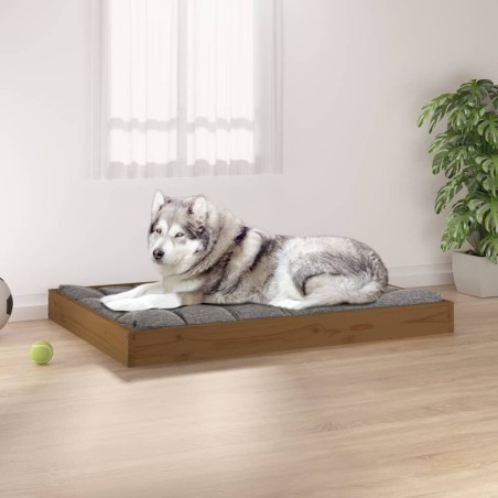 vidaXL Cama para perros madera maciza pino marrón miel 101,5x74x9 cm