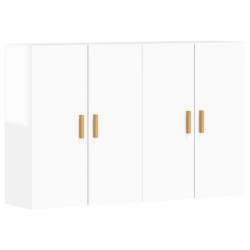 vidaXL Armarios de pared 2 uds madera de ingeniería blanco brillante