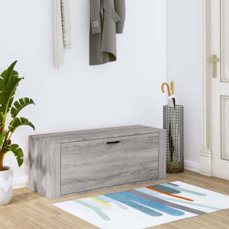vidaXL Mueble zapatero pared contrachapada gris Sonoma 100x35x38 cm