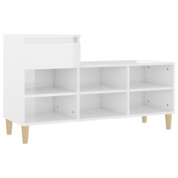 vidaXL Mueble zapatero madera contrachapada blanco brillo 102x36x60 cm