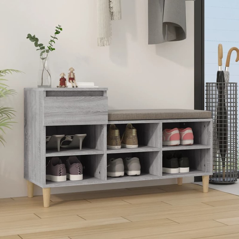 vidaXL Mueble zapatero madera contrachapada gris Sonoma 102x36x60 cm vidaXL Mueble zapatero madera contrachapada gris Sonoma 102x36x60 cm