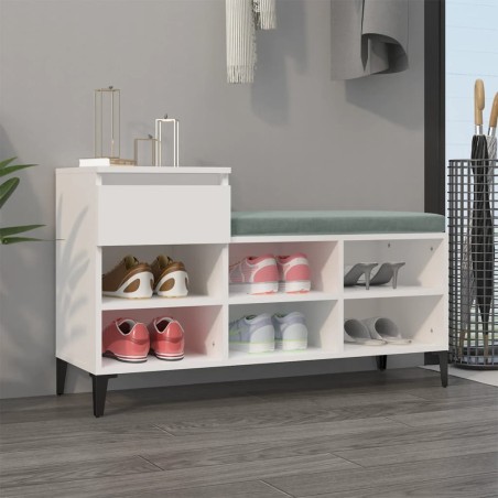 vidaXL Mueble zapatero madera contrachapada blanco 102x36x60 cm