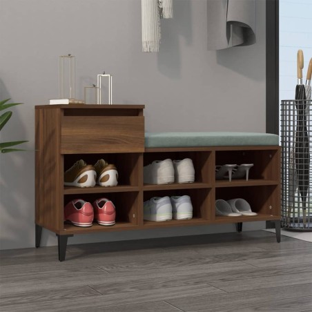 vidaXL Mueble zapatero madera contrachapada roble marrón 102x36x60 cm