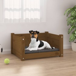 vidaXL Cama para perros madera maciza pino marrón miel 55,5x45,5x28 cm