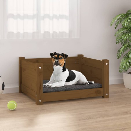 vidaXL Cama para perros madera maciza pino marrón miel 55,5x45,5x28 cm