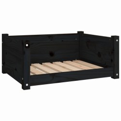 vidaXL Cama para perros madera maciza de pino negro 65,5x50,5x28 cm