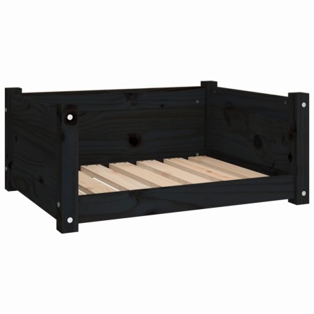 vidaXL Cama para perros madera maciza de pino negro 65,5x50,5x28 cm