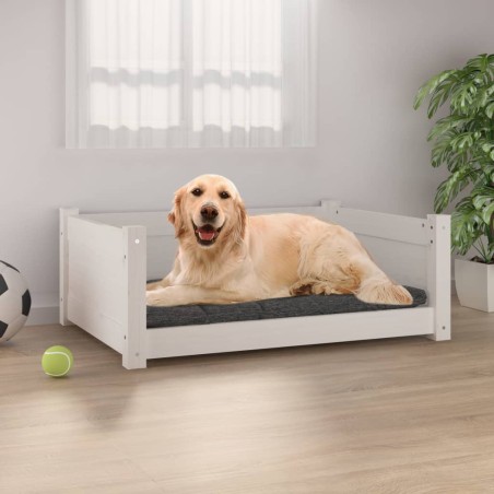 vidaXL Cama para perros madera maciza de pino blanco 75,5x55,5x28 cm