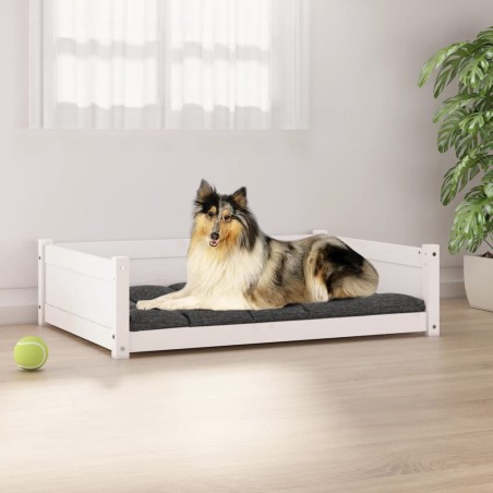 vidaXL Cama para perros madera maciza de pino blanco 95,5x65,5x28 cm