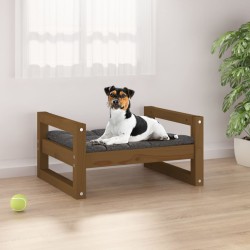 vidaXL Cama para perros madera maciza pino marrón miel 55,5x45,5x28 cm