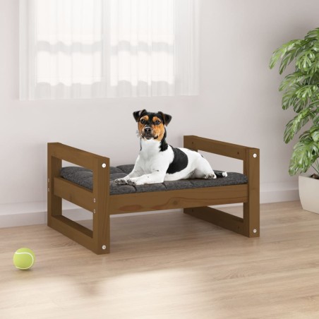 vidaXL Cama para perros madera maciza pino marrón miel 55,5x45,5x28 cm